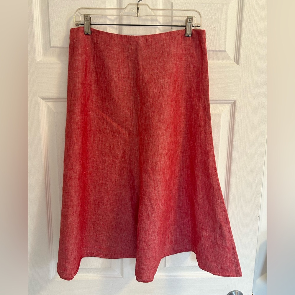 BANANA REPUBLIC LINEN A-LINE SKIRT IN PINK/RED- Size 8
